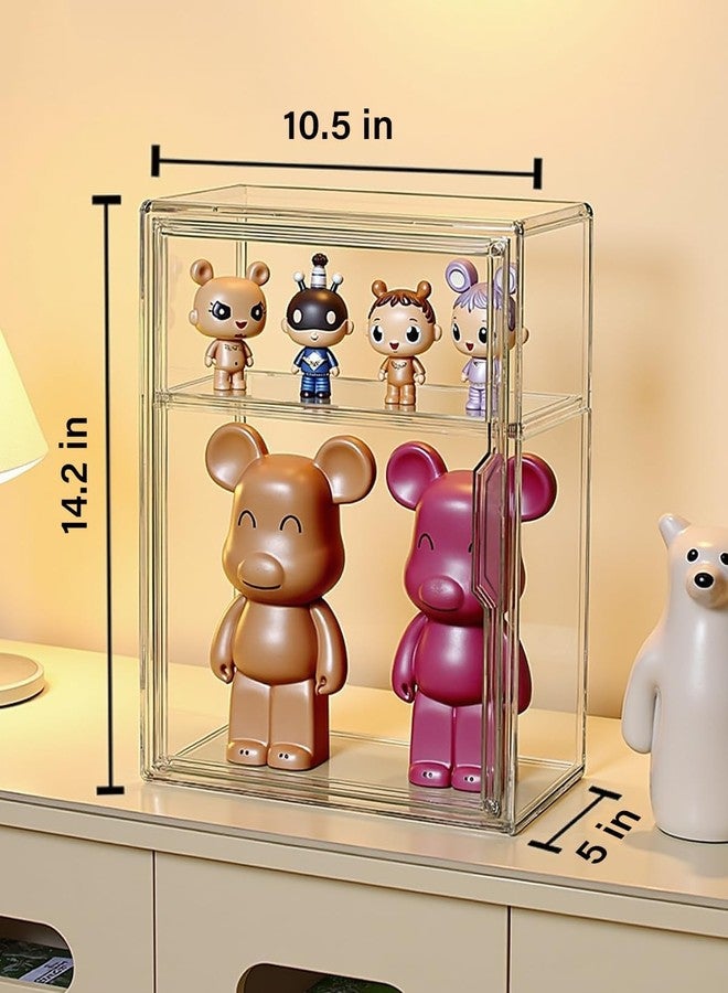 LETGO Acrylic Display Case for Collectibles,Clear Display Case with 3 Adjustable Layers 1 Removable Divider,Display Case Compatible with Labubu POP MART Doll,Home Office Cosmetic Acrylic Box (L-1Pack-2Tier) - Image 3